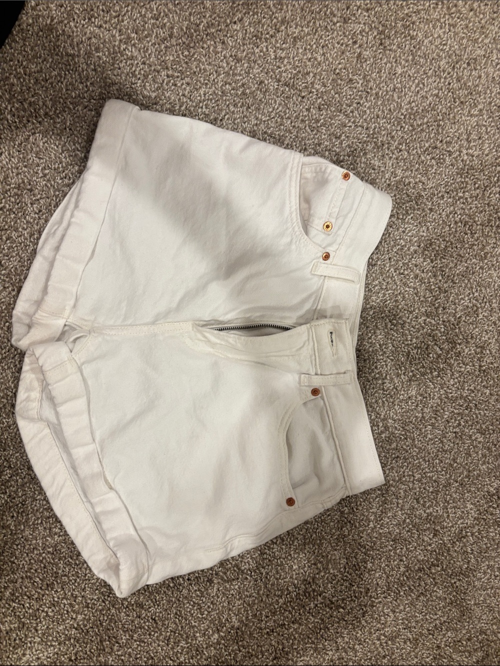 Levi's White High-Rise Denim Shorts